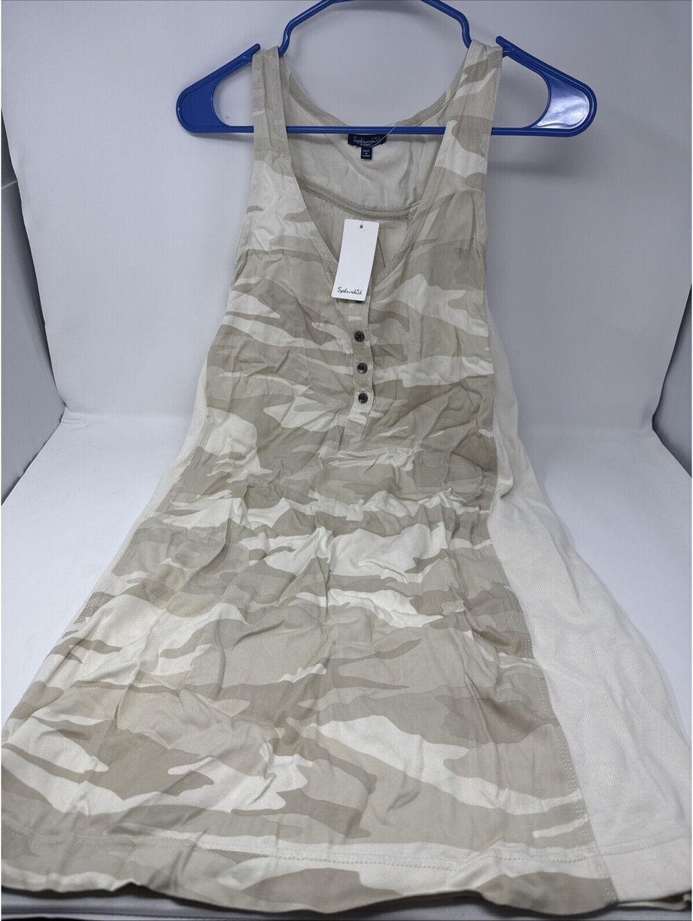 Splendid Womens Size X-Small Camo Tank Casual Twill Dress Beige and Cream NWT